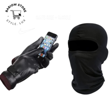 Charger l&#39;image dans la galerie, Le Duo Parfait pour Motards : Gants cuir + Cagoule Anti-Froid
