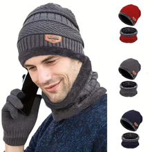 Charger l&#39;image dans la galerie, Look hivernal complet : bonnet + cache-cou, + gants 100% coton, 100% confort