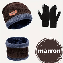Charger l&#39;image dans la galerie, Look hivernal complet : bonnet + cache-cou, + gants 100% coton, 100% confort