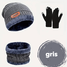 Charger l&#39;image dans la galerie, Look hivernal complet : bonnet + cache-cou, + gants 100% coton, 100% confort