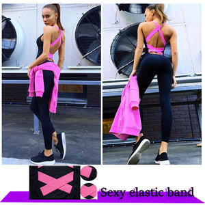 New Sports Jumpsuit Sport Suit Women Tracksuit Yoga Set Tight Bandage Backless Gym Running Set Sport Wear Women Fitness Clothing