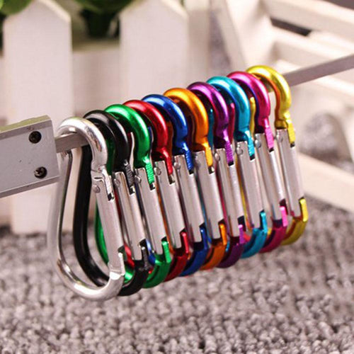 20PCS Aluminum Carabiner Key Chain Clip Outdoor Camping Keyring Snap Hook Water Bottle Buckle Travel Kit Climbing Accessories