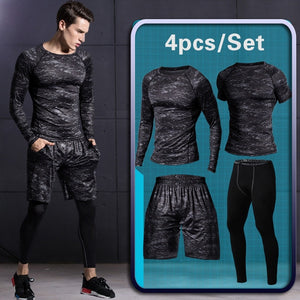 4 Pcs Men's Gym Sportswear Running Track Suits Male Tracksuit Outdoors Suit Men Outdoor Jogging Sport Suits Casual Sportswear