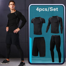 Load image into Gallery viewer, 4 Pcs Men&#39;s Gym Sportswear Running Track Suits Male Tracksuit Outdoors Suit Men Outdoor Jogging Sport Suits Casual Sportswear