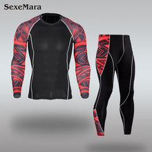 Load image into Gallery viewer, Mens Sport Running Set Compression T-Shirt + Pants Skin-Tight Long Sleeves Fitness Rashguard MMA Training Clothes Gym Yoga Suits