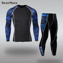 Load image into Gallery viewer, Mens Sport Running Set Compression T-Shirt + Pants Skin-Tight Long Sleeves Fitness Rashguard MMA Training Clothes Gym Yoga Suits