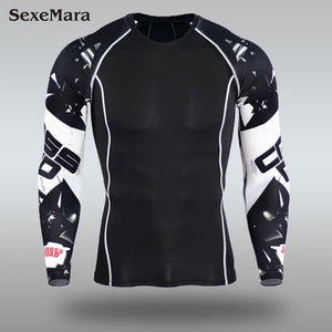 Mens Sport Running Set Compression T-Shirt + Pants Skin-Tight Long Sleeves Fitness Rashguard MMA Training Clothes Gym Yoga Suits