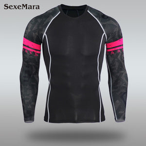 Mens Sport Running Set Compression T-Shirt + Pants Skin-Tight Long Sleeves Fitness Rashguard MMA Training Clothes Gym Yoga Suits