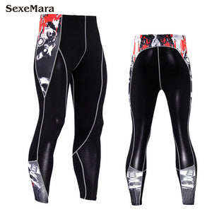 Mens Sport Running Set Compression T-Shirt + Pants Skin-Tight Long Sleeves Fitness Rashguard MMA Training Clothes Gym Yoga Suits