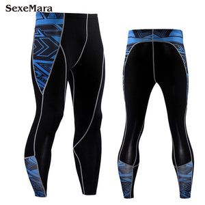 Mens Sport Running Set Compression T-Shirt + Pants Skin-Tight Long Sleeves Fitness Rashguard MMA Training Clothes Gym Yoga Suits