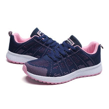 Load image into Gallery viewer, Comemore Sneakers Women Sport Shoes Lace-Up Beginner Rubber Fashion Mesh Round Cross Straps Flat Sneakers Running Shoes