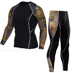 Men Running Sport Compression t shirt Pants Suits Jogging Tracksuit Sets Male Gym Fitness Crossfit Sportswear Tees Tops Leggings