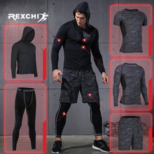 Load image into Gallery viewer, REXCHI 5 Pcs/Set Men&#39;s Tracksuit Sports Suit Gym Fitness Compression Clothes Running Jogging Sport Wear Exercise Workout Tights