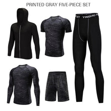 Load image into Gallery viewer, REXCHI 5 Pcs/Set Men&#39;s Tracksuit Sports Suit Gym Fitness Compression Clothes Running Jogging Sport Wear Exercise Workout Tights