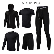 Load image into Gallery viewer, REXCHI 5 Pcs/Set Men&#39;s Tracksuit Sports Suit Gym Fitness Compression Clothes Running Jogging Sport Wear Exercise Workout Tights