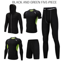 Load image into Gallery viewer, REXCHI 5 Pcs/Set Men&#39;s Tracksuit Sports Suit Gym Fitness Compression Clothes Running Jogging Sport Wear Exercise Workout Tights