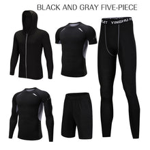 Load image into Gallery viewer, REXCHI 5 Pcs/Set Men&#39;s Tracksuit Sports Suit Gym Fitness Compression Clothes Running Jogging Sport Wear Exercise Workout Tights