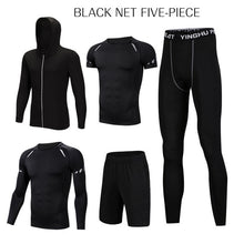 Load image into Gallery viewer, REXCHI 5 Pcs/Set Men&#39;s Tracksuit Sports Suit Gym Fitness Compression Clothes Running Jogging Sport Wear Exercise Workout Tights