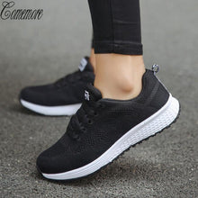 Load image into Gallery viewer, Comemore Sneakers Women Sport Shoes Lace-Up Beginner Rubber Fashion Mesh Round Cross Straps Flat Sneakers Running Shoes